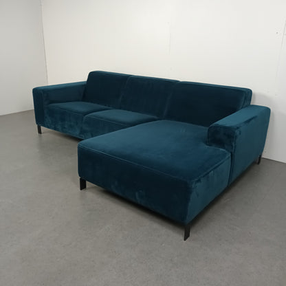 Velourse hoekbank | Diep blauw
