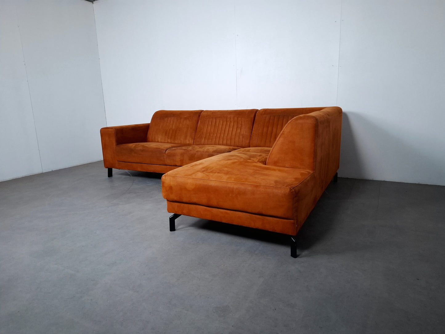 Moderne Suede look Hoekbank | Cognac bruin