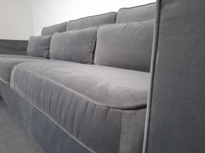 Stijlvolle velourse hoekbank | Zilver grijs