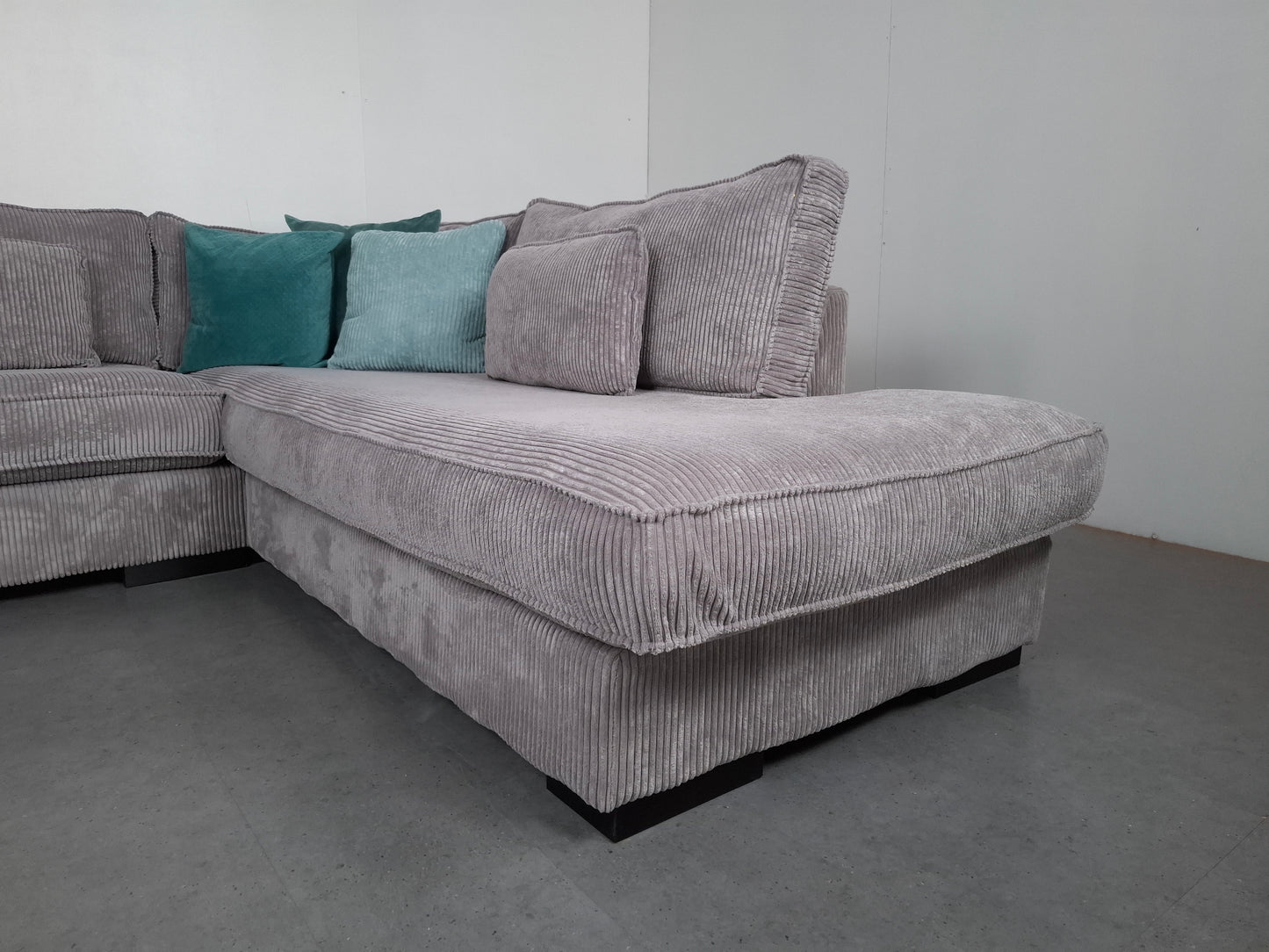 Ribstof hoekbank | Vergrijsd wit