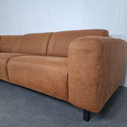 Industriële hoekbank | Cognac bruin