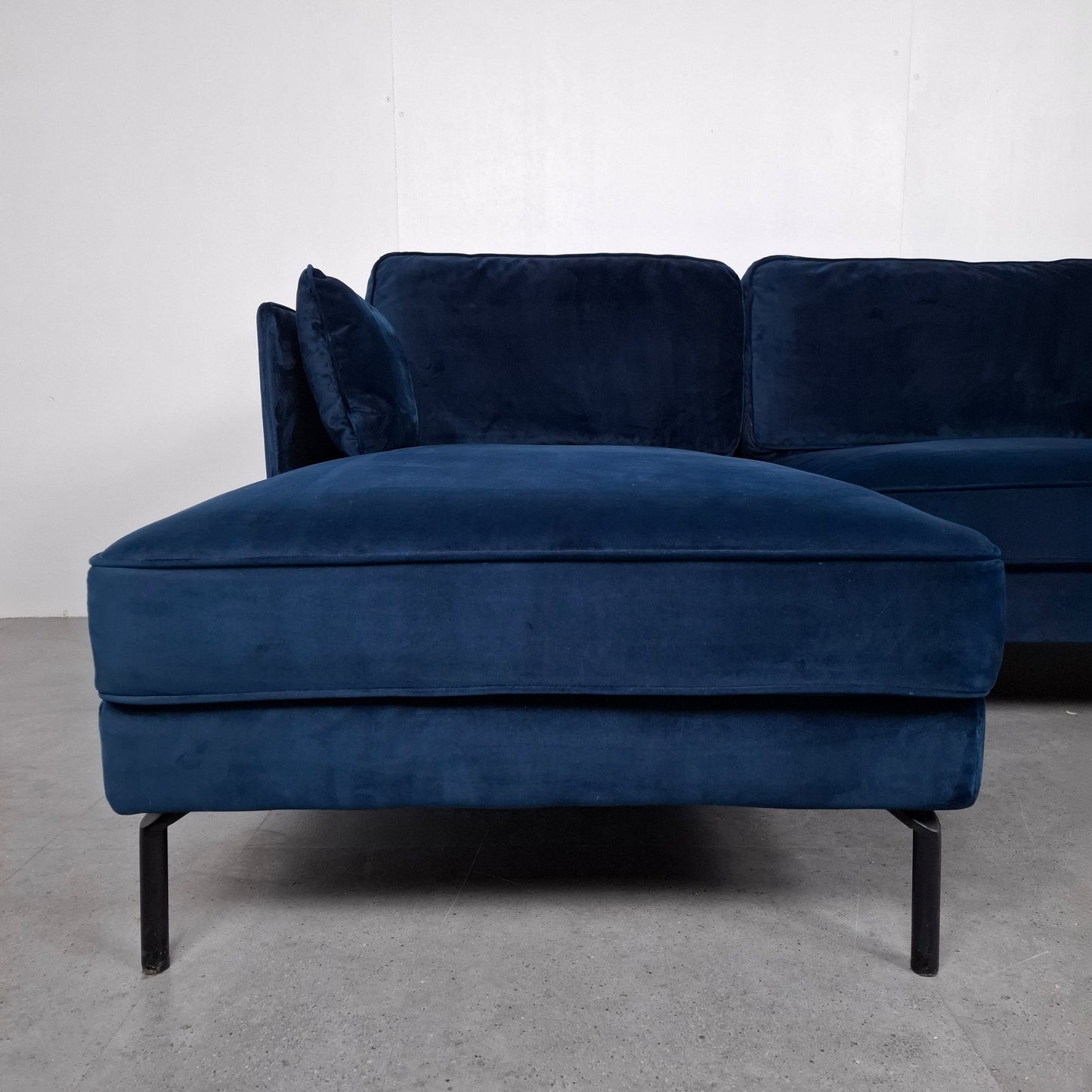 Velourse hoekbank | Donker blauw