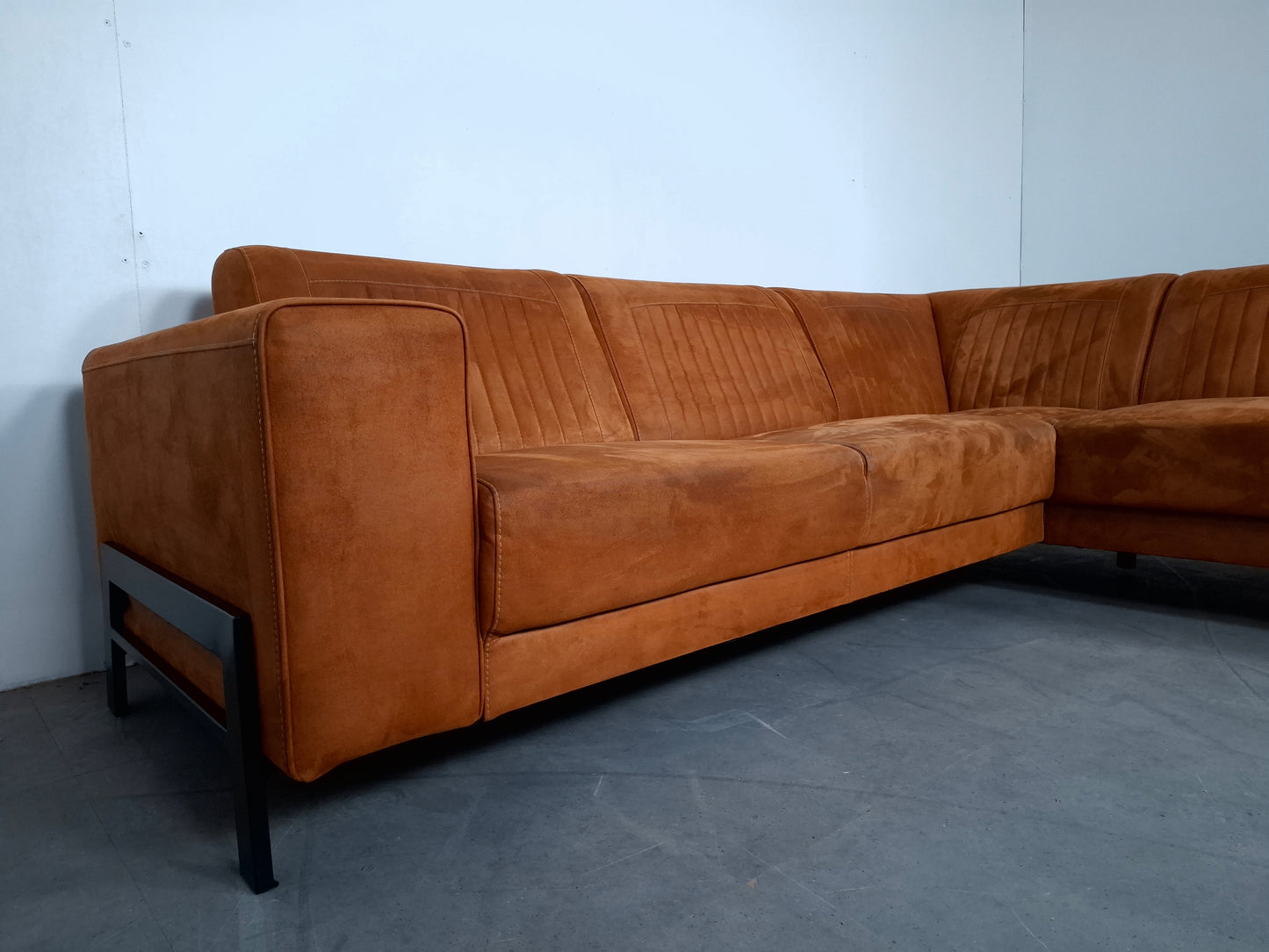 Moderne Suede look Hoekbank | Cognac bruin