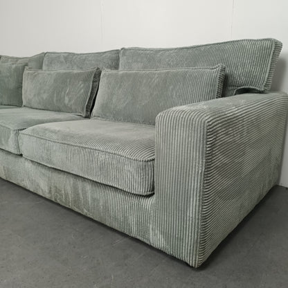 Royale Ribstof hoekbank | ijsblauw