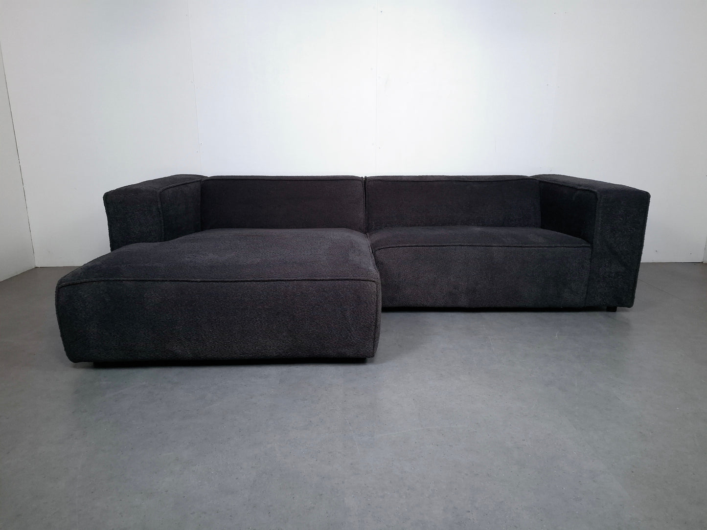 Corduroy (teddy stof) hoekbank | Donker grijs