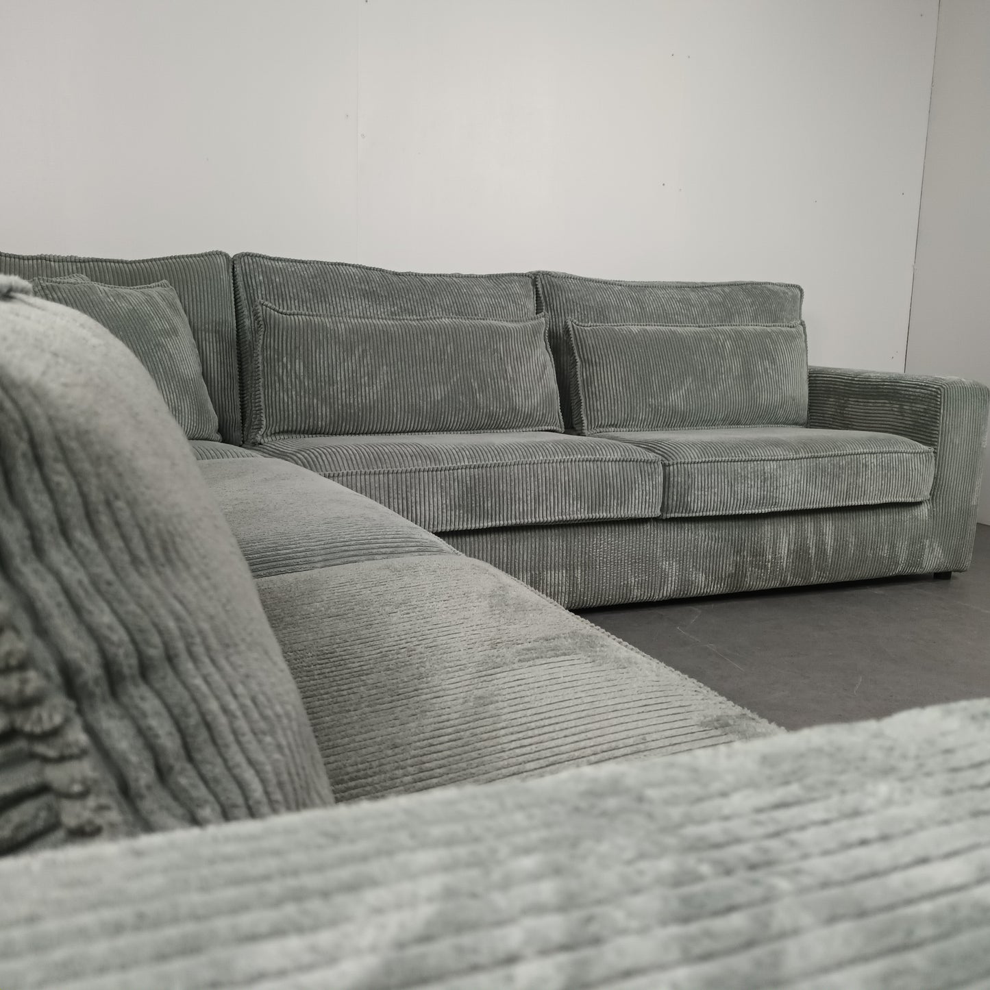 Royale Ribstof hoekbank | ijsblauw