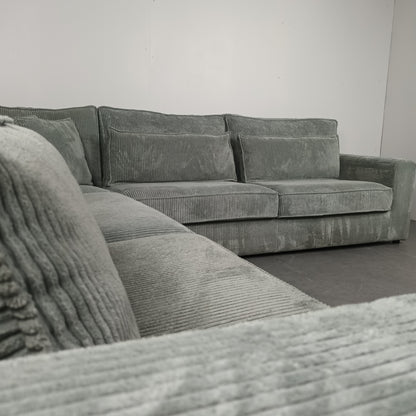Royale Ribstof hoekbank | ijsblauw