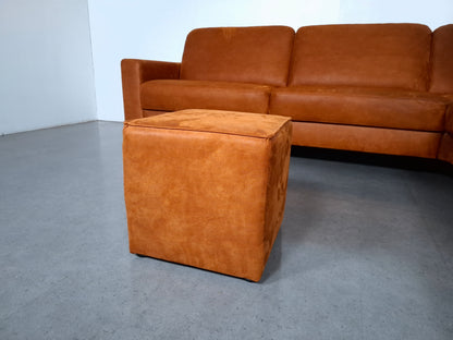 Microlederen Hoekbank met Hocker | Cognac