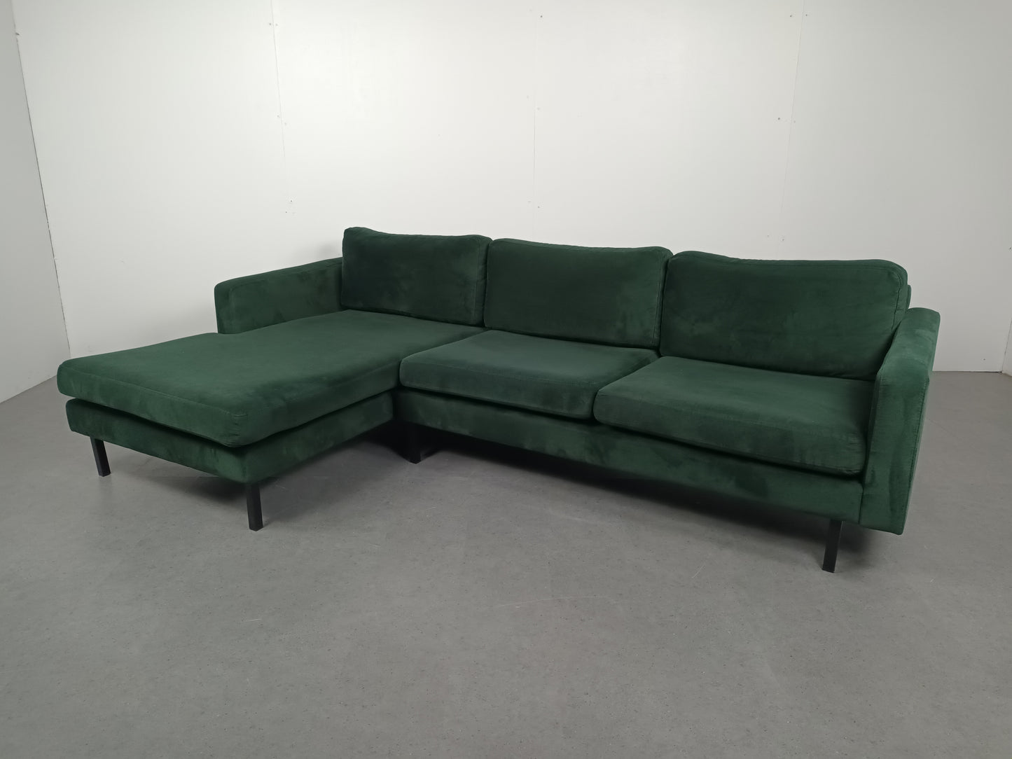 Velourse 3 zits hoekbank | Smaragd groen