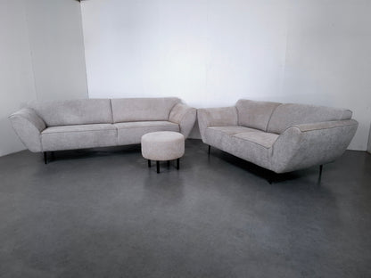 Complete set van Montel: 4 zits & 2,5 zits Bank met Hocker | Gemeleerd