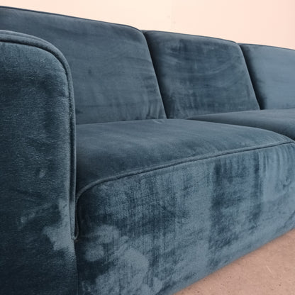 Velourse hoekbank | Diep blauw