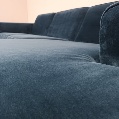 Velourse hoekbank | Diep blauw