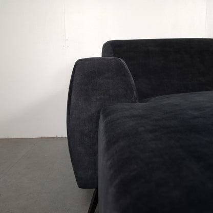 Velourse 2-zits hoekbank | Donker blauw