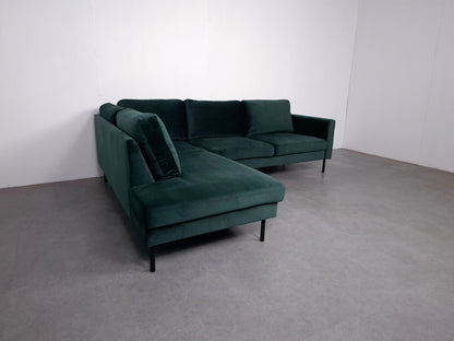 Velourse hoekbank | Groen