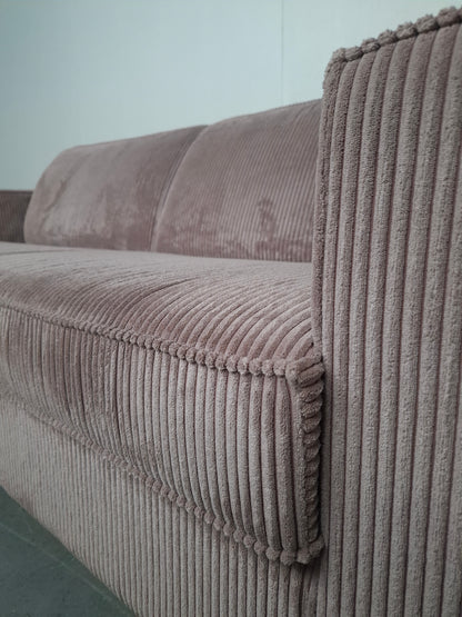 Zachte ribstof 2 zits bank | Roze