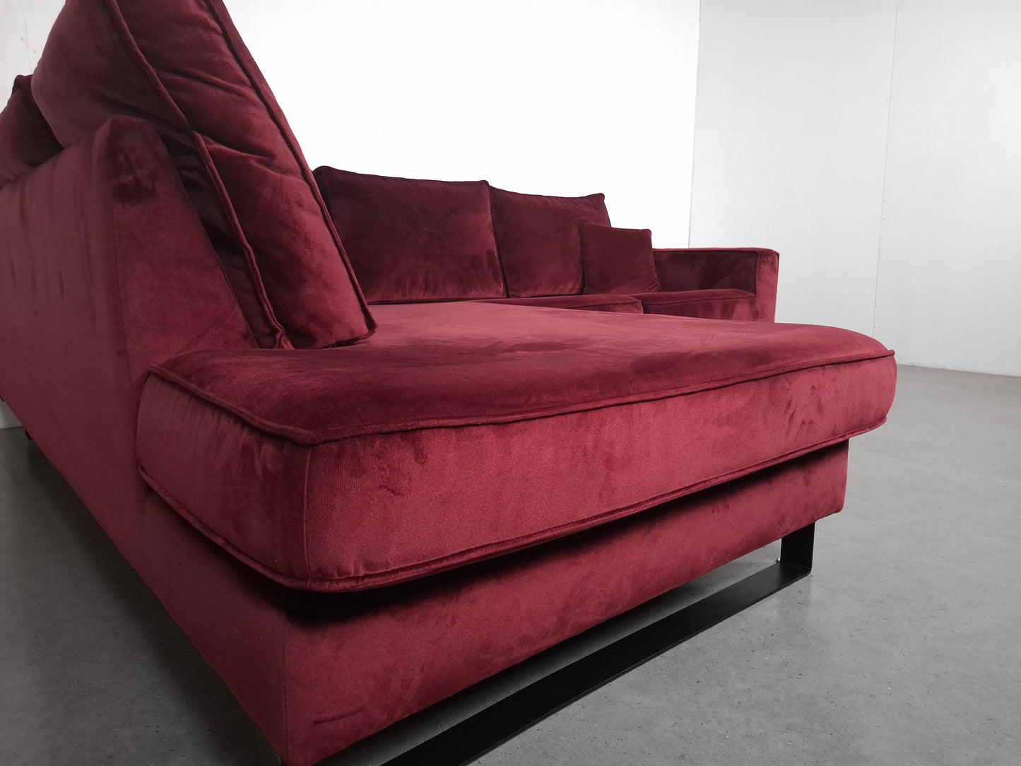 Velourse hoekbank | Bordeaux rood