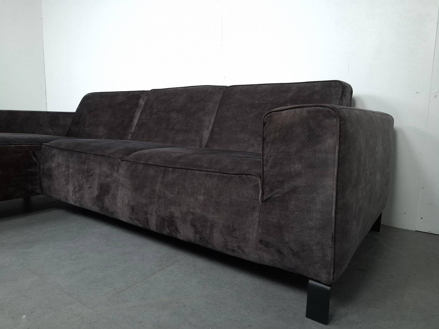 Velourse 3 zits bank met Stonewash | Grijs