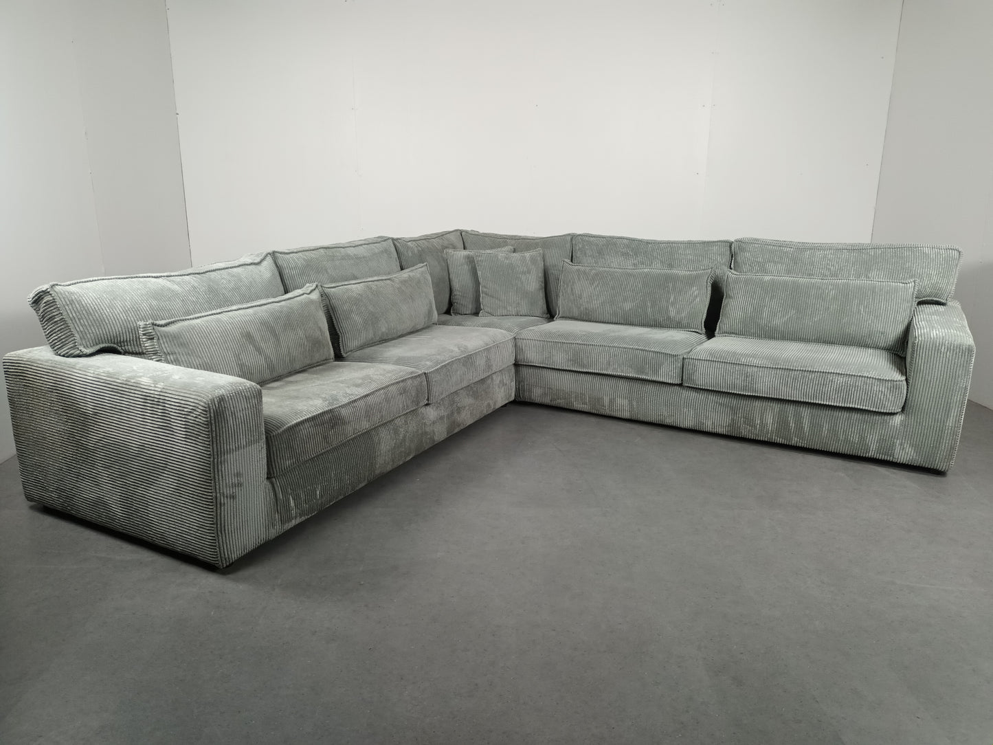 Royale Ribstof hoekbank | ijsblauw