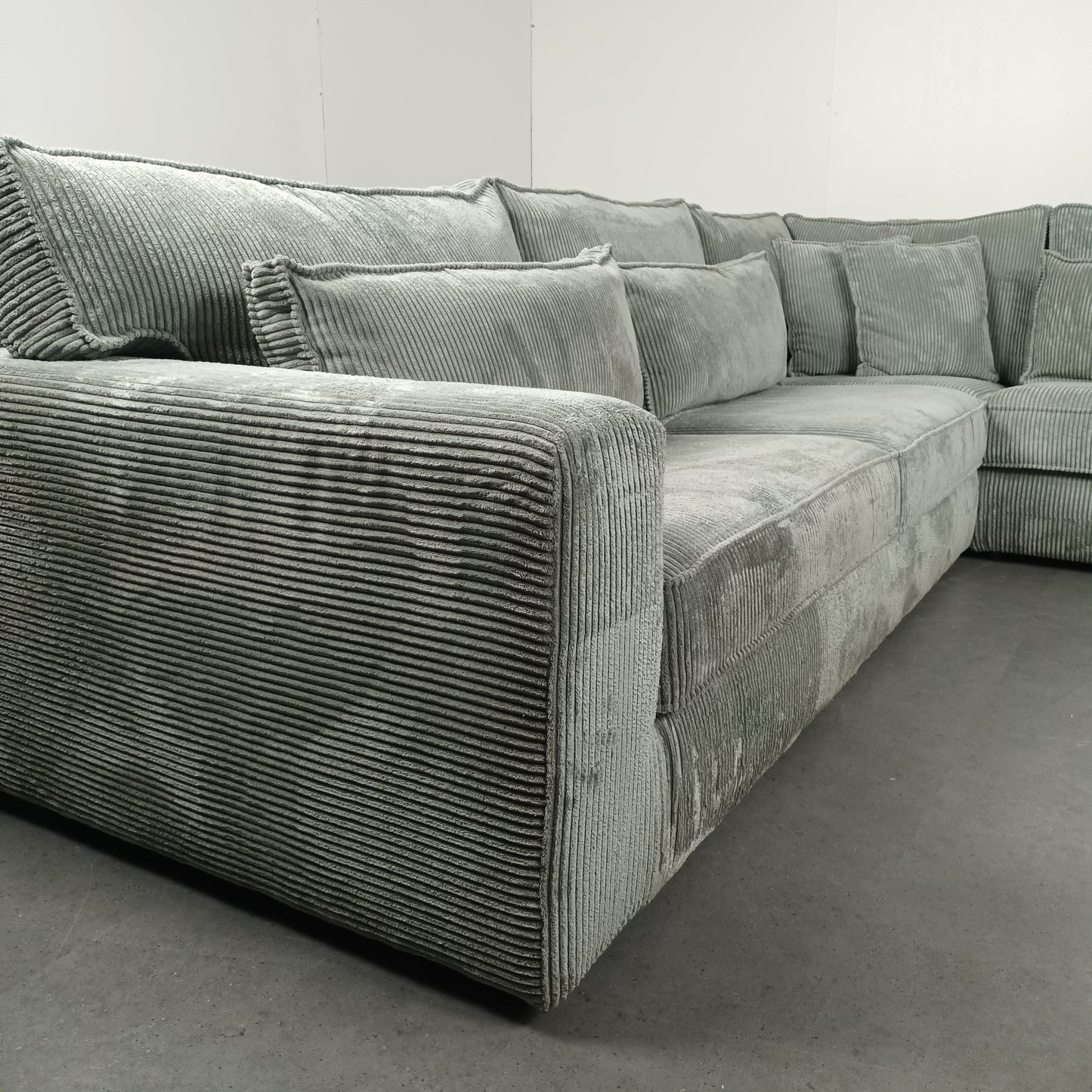 Royale Ribstof hoekbank | ijsblauw