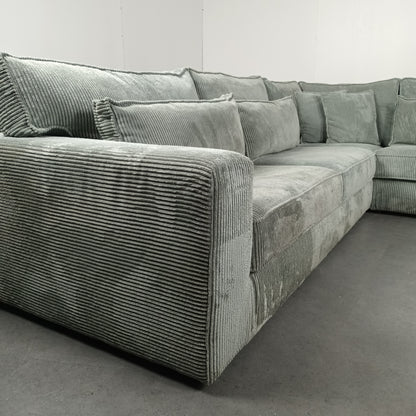 Royale Ribstof hoekbank | ijsblauw