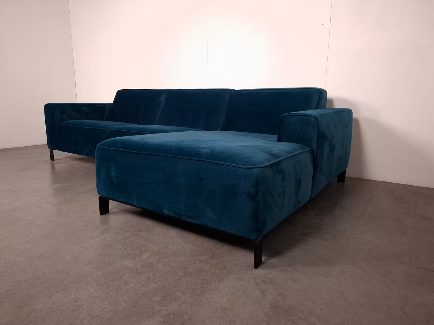 Velourse 3 zits Hoekbank | Blauw