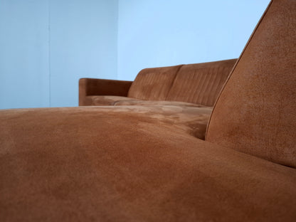 Moderne Suede look Hoekbank | Cognac bruin