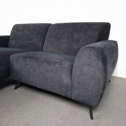 Velourse 2-zits hoekbank | Donker blauw