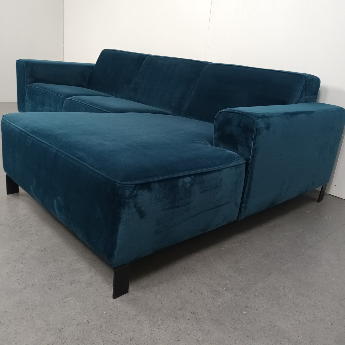 Velourse hoekbank | Diep blauw