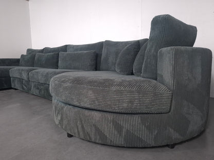 Unieke Ribstof U Hoekbank | Vergrijsd blauw