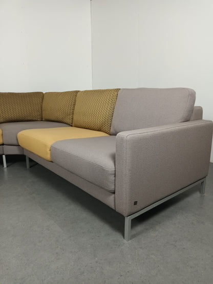 Rolf Benz designer hoekbank | Licht grijs & geel