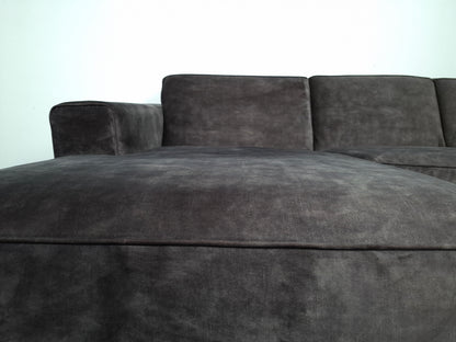 Velourse 3 zits bank met Stonewash | Grijs