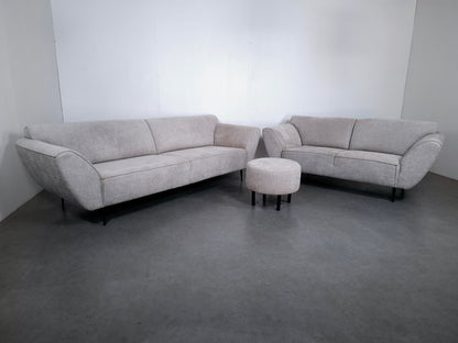 Complete set van Montel: 4 zits & 2,5 zits Bank met Hocker | Gemeleerd