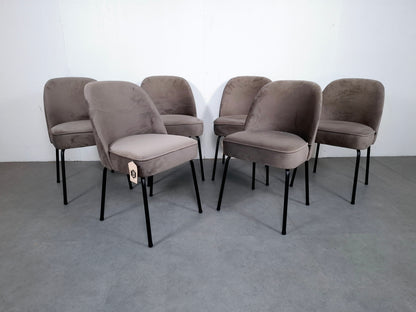 Set van 6 BePureHome Vogue Nougat Stoelen (Nieuw) | Grijs