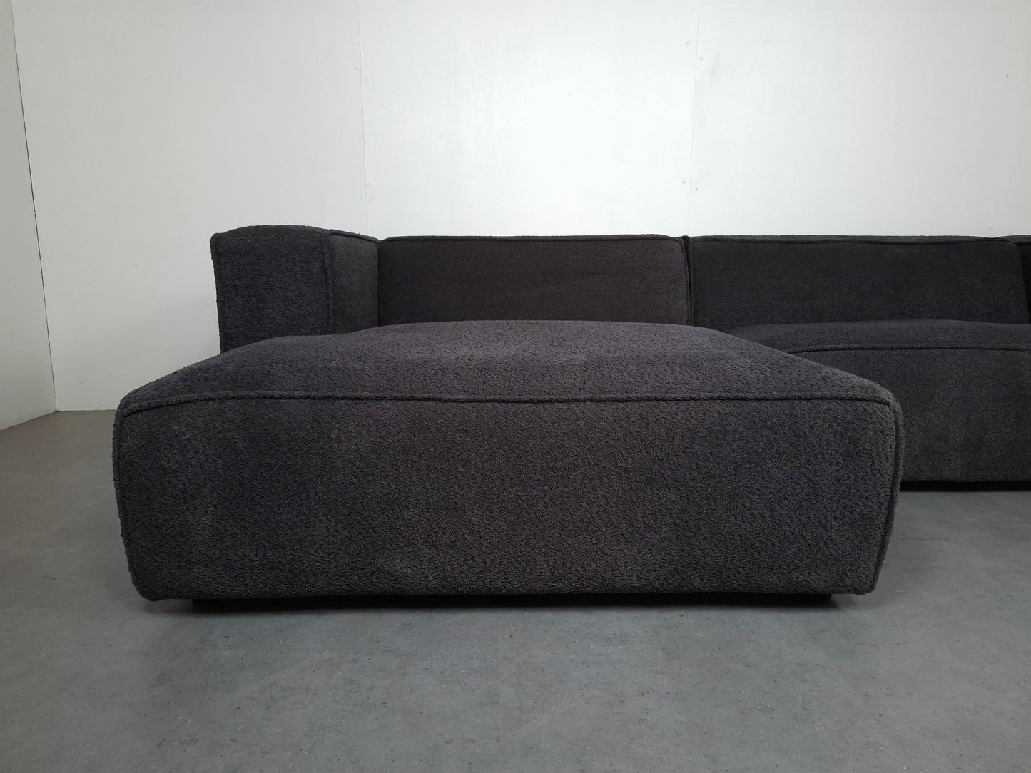 Corduroy (teddy stof) hoekbank | Donker grijs
