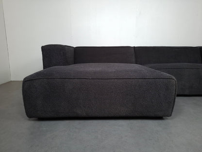 Corduroy (teddy stof) hoekbank | Donker grijs