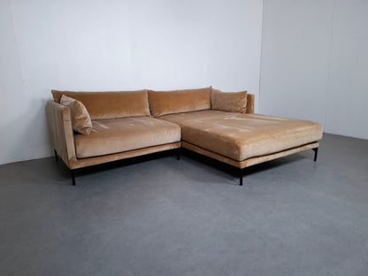 Sofacompany Hoekbank Velourse | Goud / creme