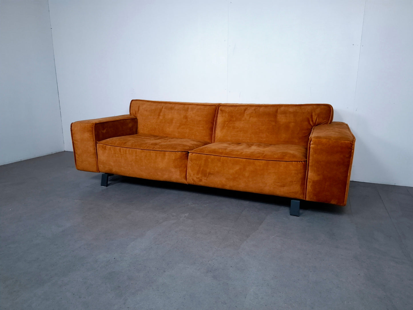 Velourse 4 zits Bank | Honing geel / Terracotta