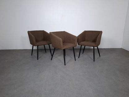 Set van 3 Stijlvolle Corduroy Stoelen | Taupe