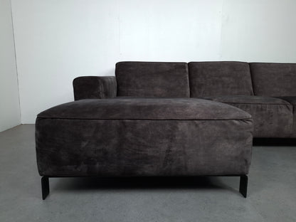 Velourse 3 zits bank met Stonewash | Grijs