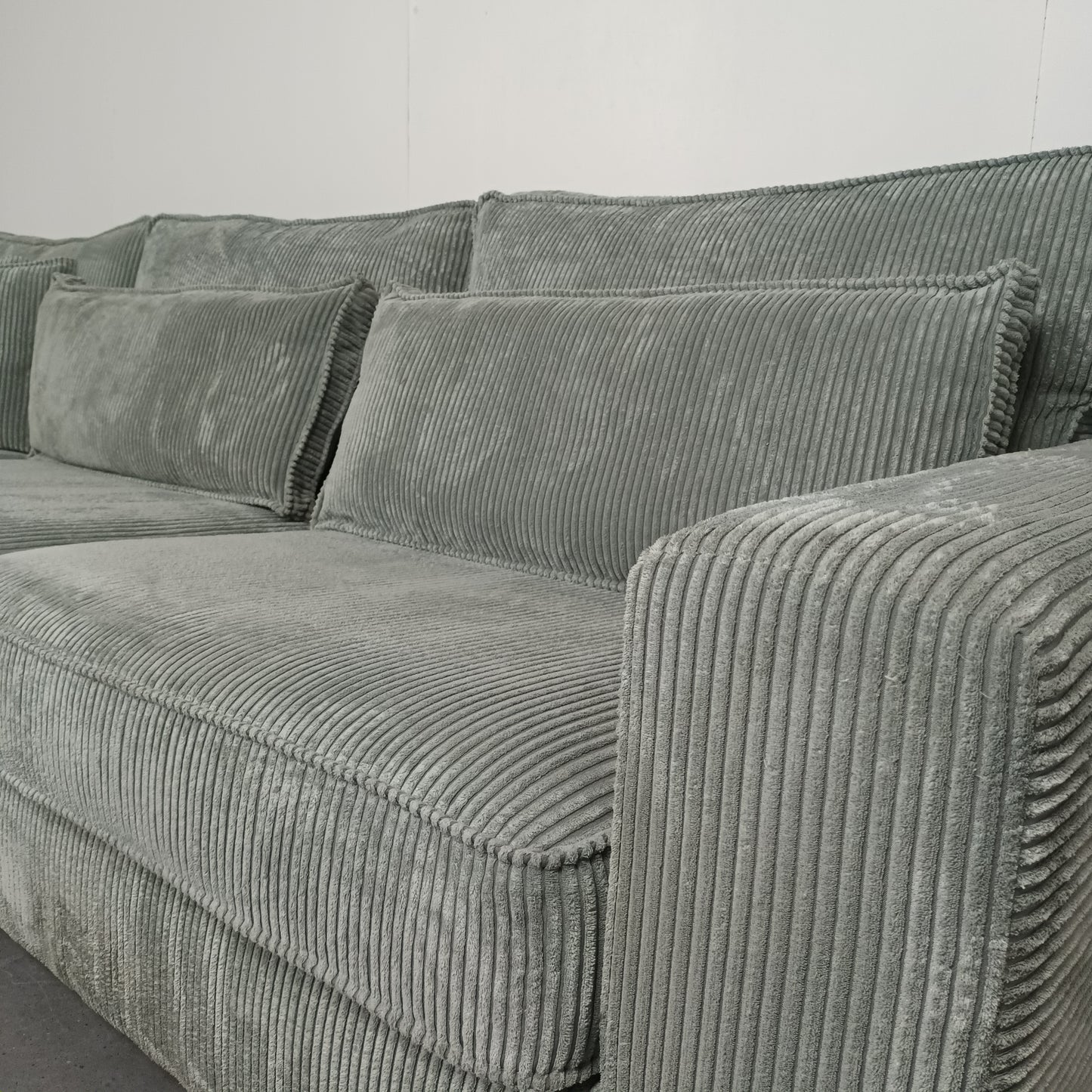 Royale Ribstof hoekbank | ijsblauw