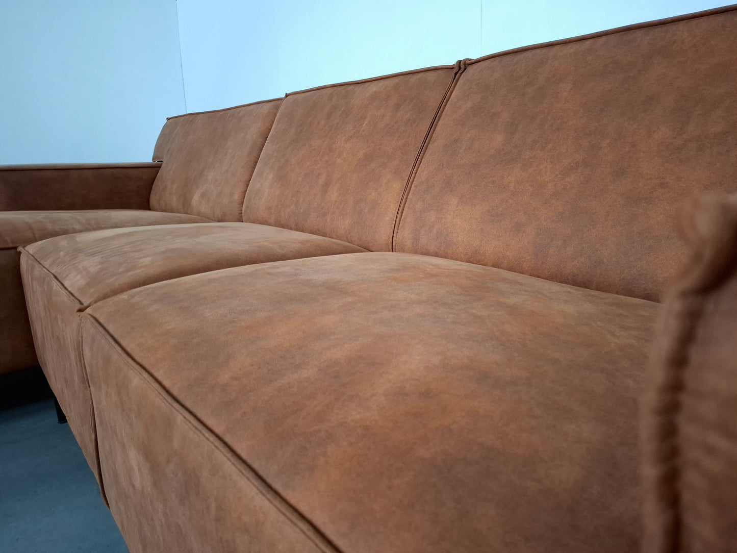 Moderne 3 zits Hoekbank | Cognac bruin, Roest patroon