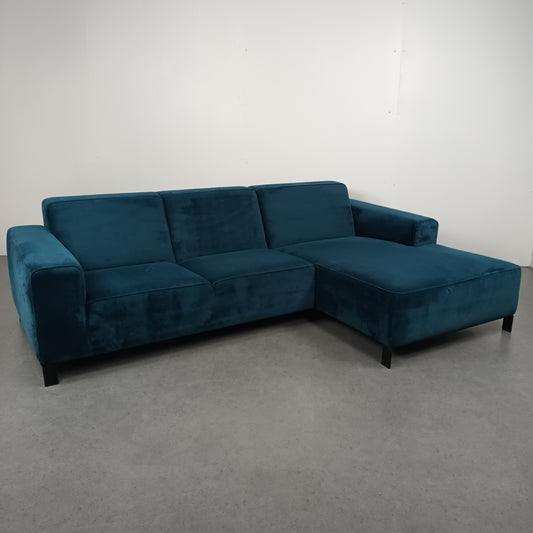 Velourse hoekbank | Diep blauw
