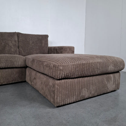 Ribstof 3 zits formaat hoekbank | Taupe bruin
