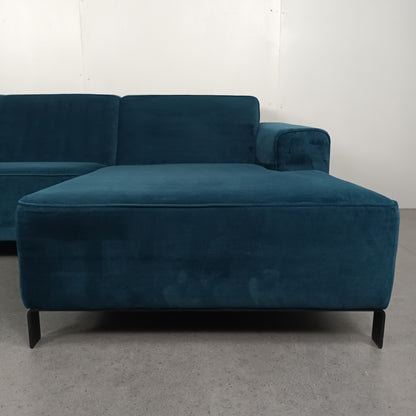 Velourse hoekbank | Diep blauw