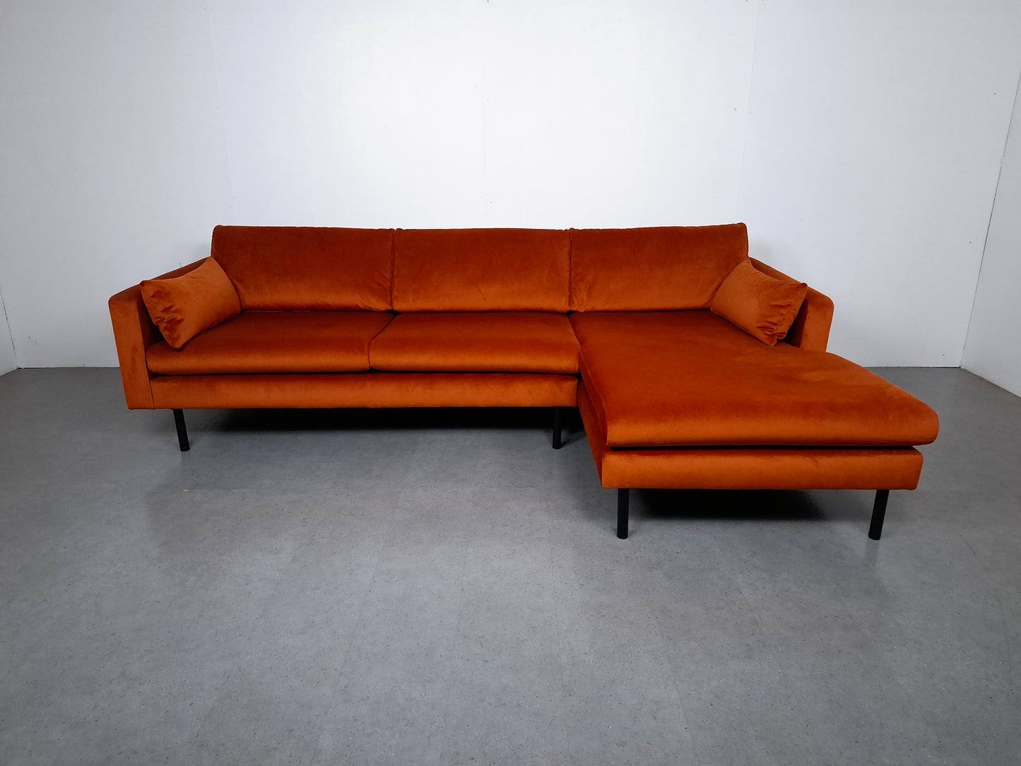 NOUS Living 3 zits hoekbank velvet | Oranje