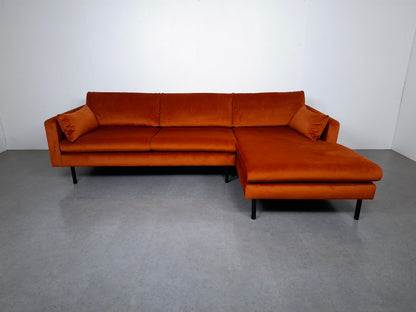 NOUS Living 3 zits hoekbank velvet | Oranje