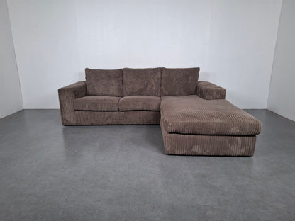 Ribstof 3 zits formaat hoekbank | Taupe bruin