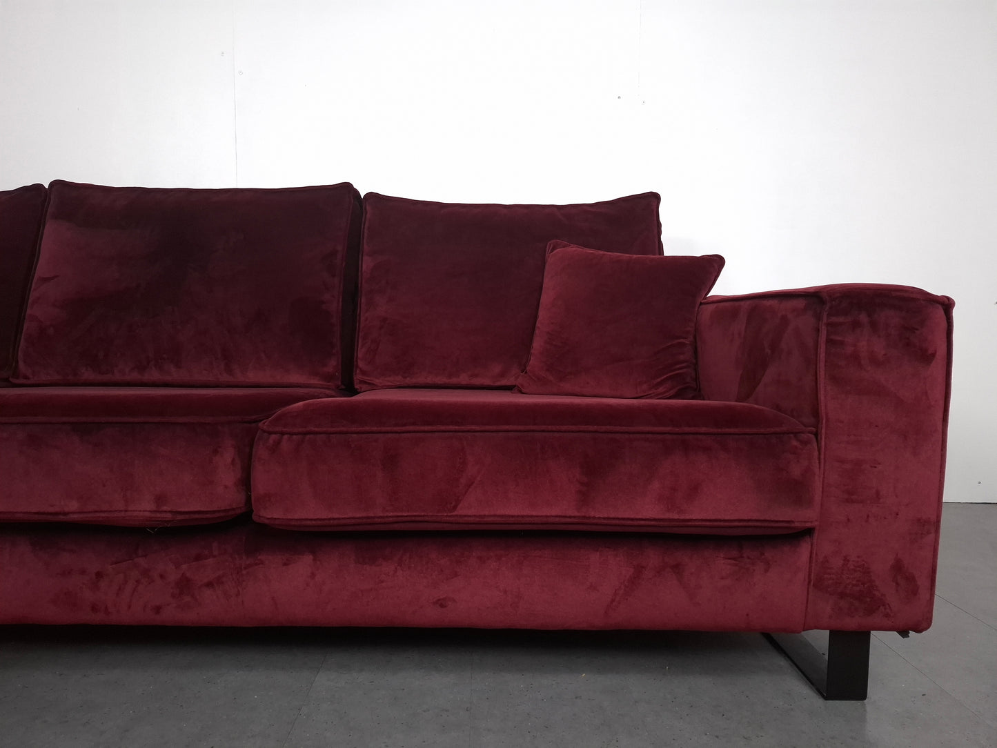 Velourse hoekbank | Bordeaux rood