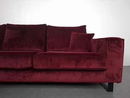 Velourse hoekbank | Bordeaux rood
