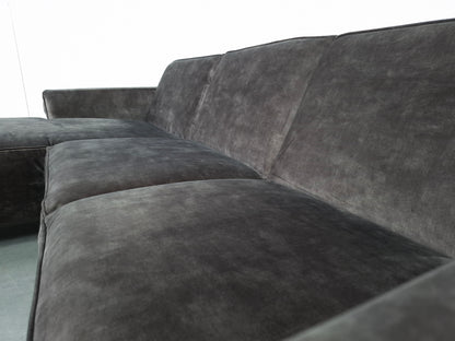 Velourse 3 zits bank met Stonewash | Grijs